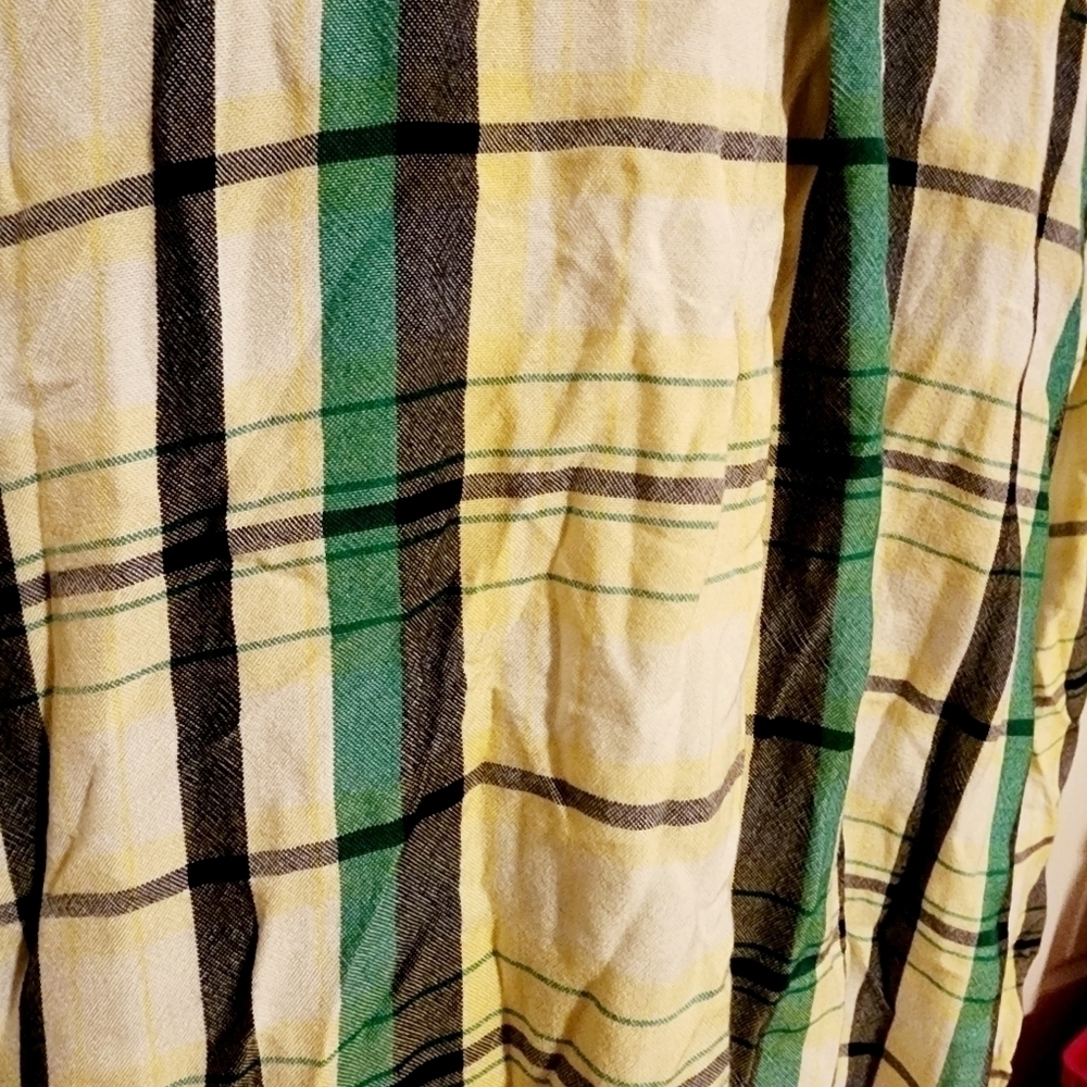 Cato Plaid Flannel Shirt Long Roll-Tab Sleeves Frayed Hem 26/28W Plus Size EUC - Picture 5 of 11